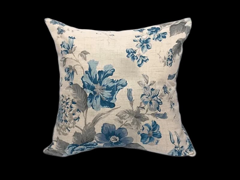 Almofada Floral Azul/Cinza