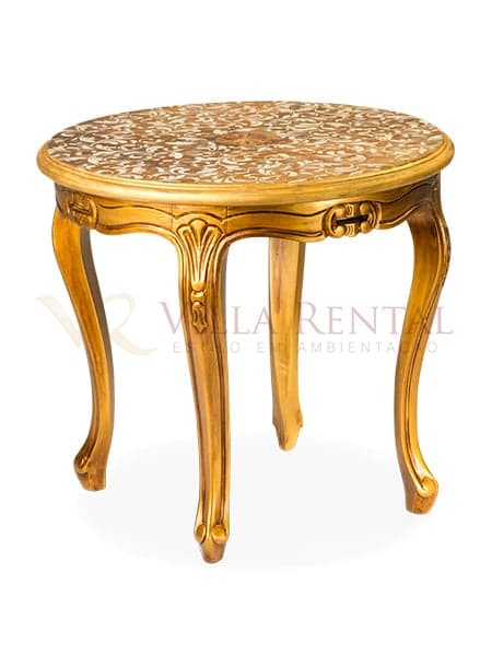 Mesa Lateral Luis XV bege ouro
