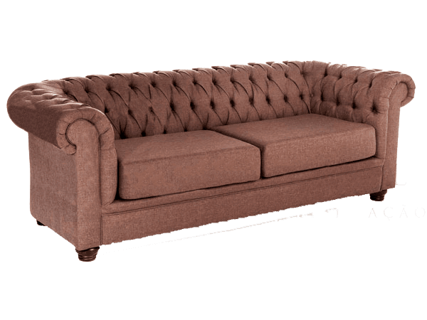 Sofá Chesterfield Linho Caramelo 3L
