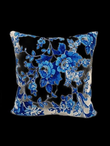 Almofada Sarja Azul Floral