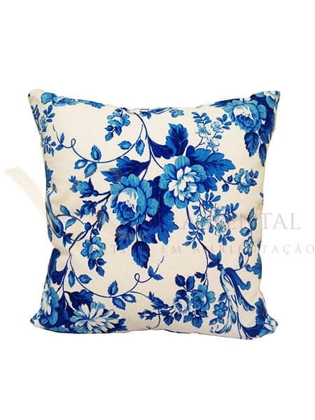 Almofada Sarja Azul Floral