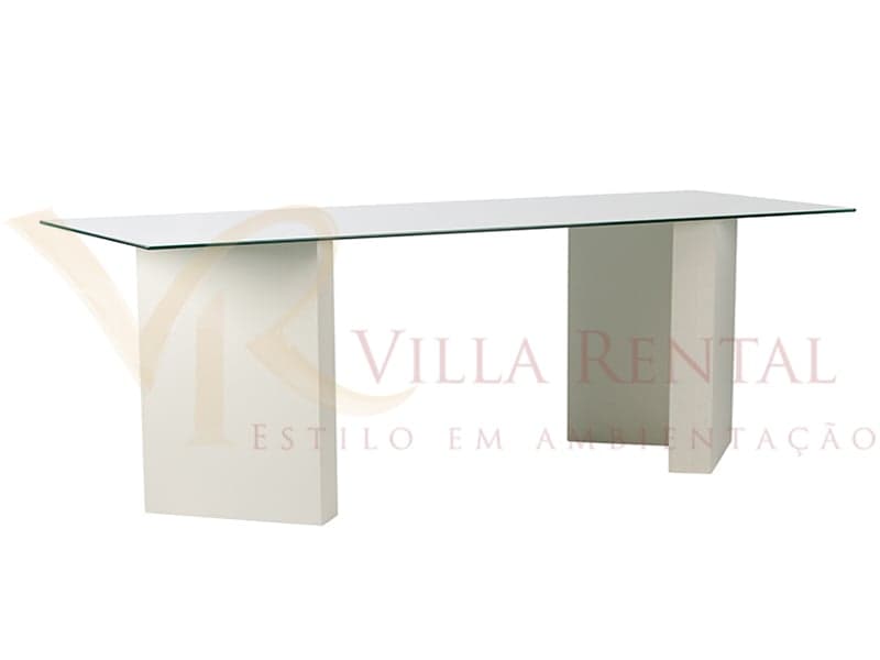 Tampo de Vidro Jateado 2.00x0.70 com Base em V Ártico