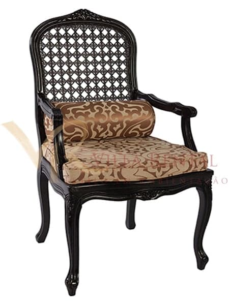 Poltrona Nicolau Black Assento Oriental Gold