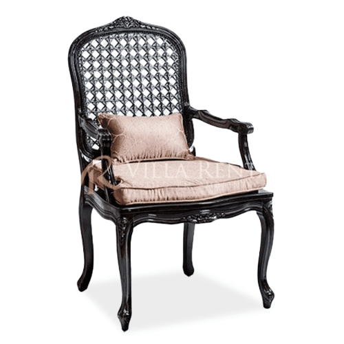 Poltrona Nicolau Black Assento Bege Quadriculado