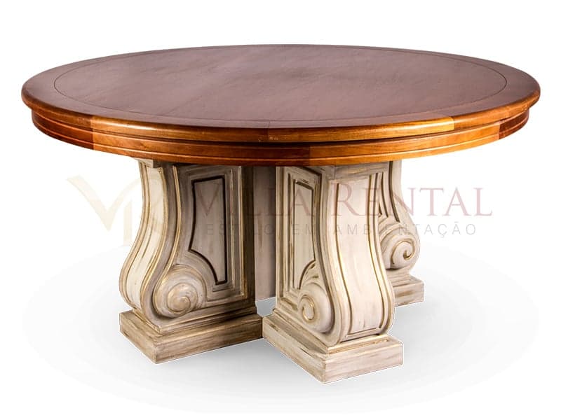 Tampo Madeira Villa 1.60 + Base Colonial Bege Ouro