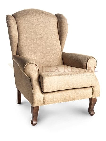 Poltrona Bergere Encosto Liso Linho Ouro