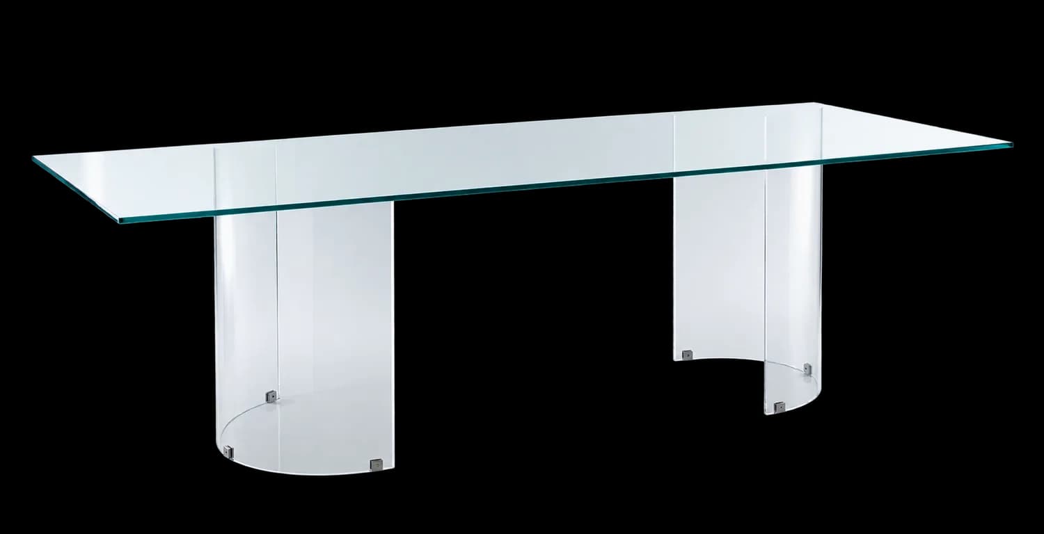 Tampo de Vidro 2.20x1.20 + Base Conjunto Meia Lua Cristal